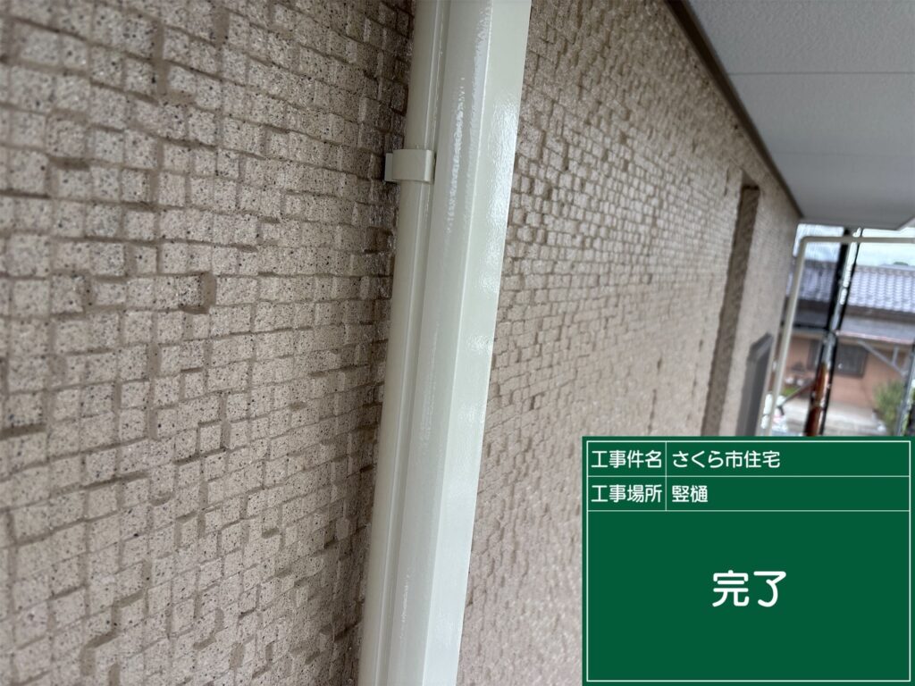 塗装が完了した竪樋