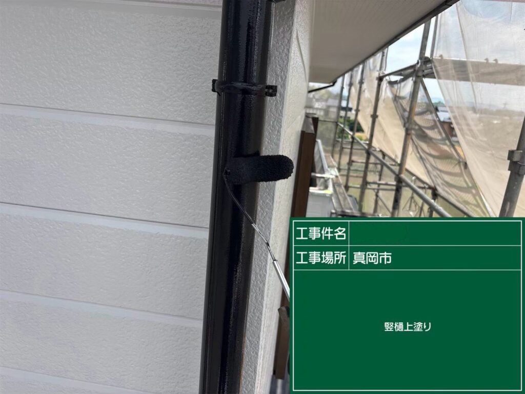 竪樋の上塗り